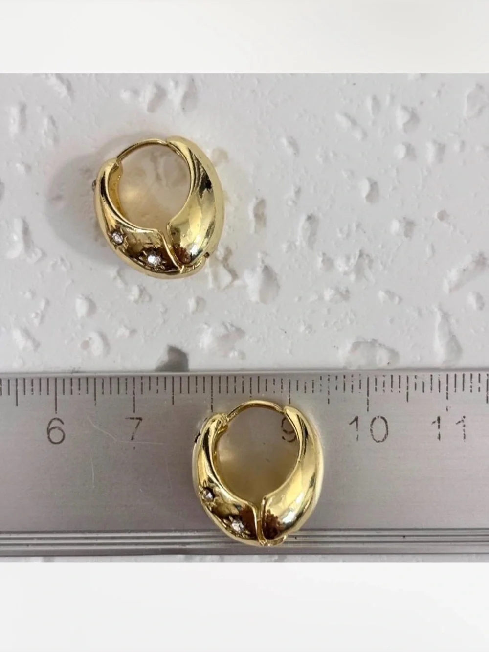 Gold Crystal Celestial Accent Huggie Hoop Earrings - Picture 4 of 4